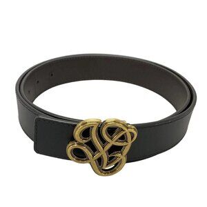 Auth LOUIS VUITTON LV Dynasty M8880 Black Dark Brown BC1205 Belt Leather